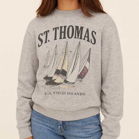 Hollister Oversized St. Thomas Graphic Crewneck Sweatshirt | Size XS - Picture 1 of 6